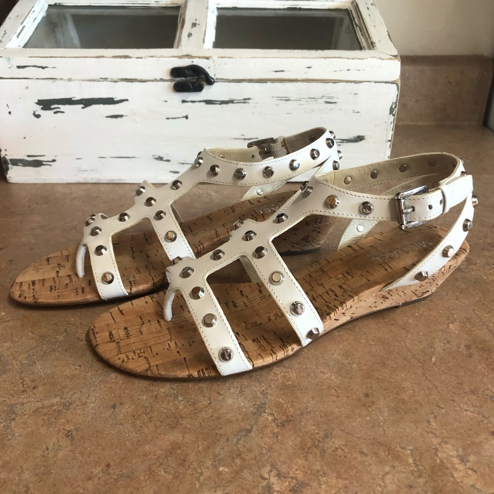 Michael Kors Optic White Jolie Leather Sandals